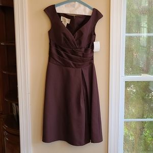 David's Bridal Bridesmaid Short Satin in "Truffle"